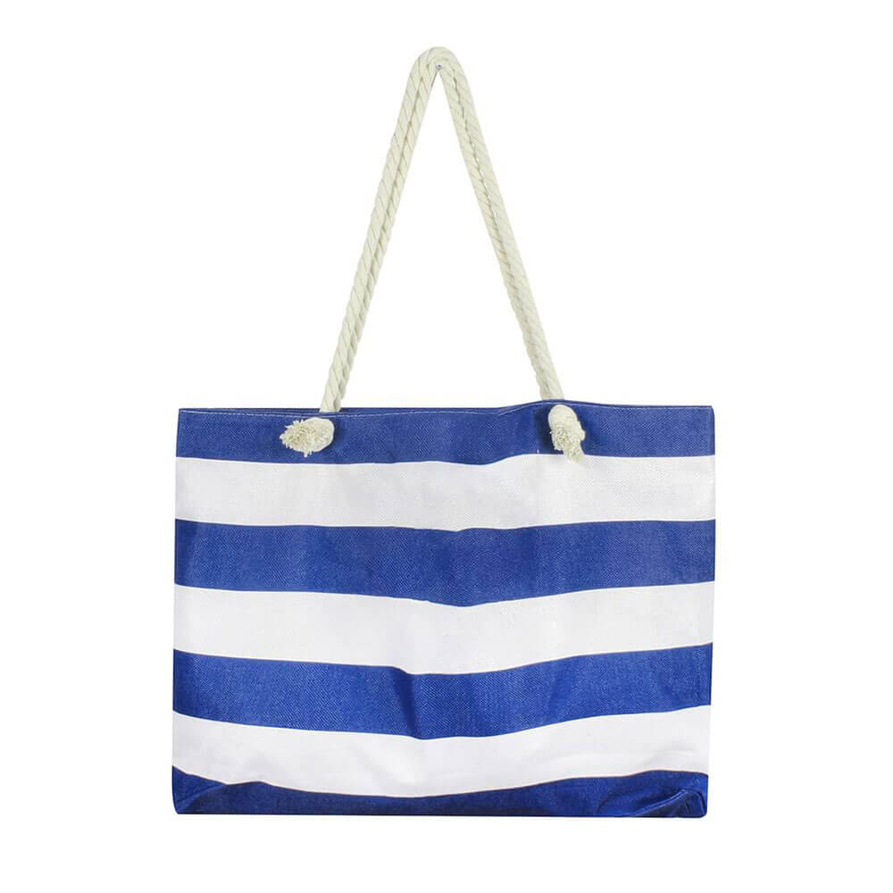 Strandtasche mit Retro-Streifen und Innenreißverschluss (70 x 42 x 15 cm)