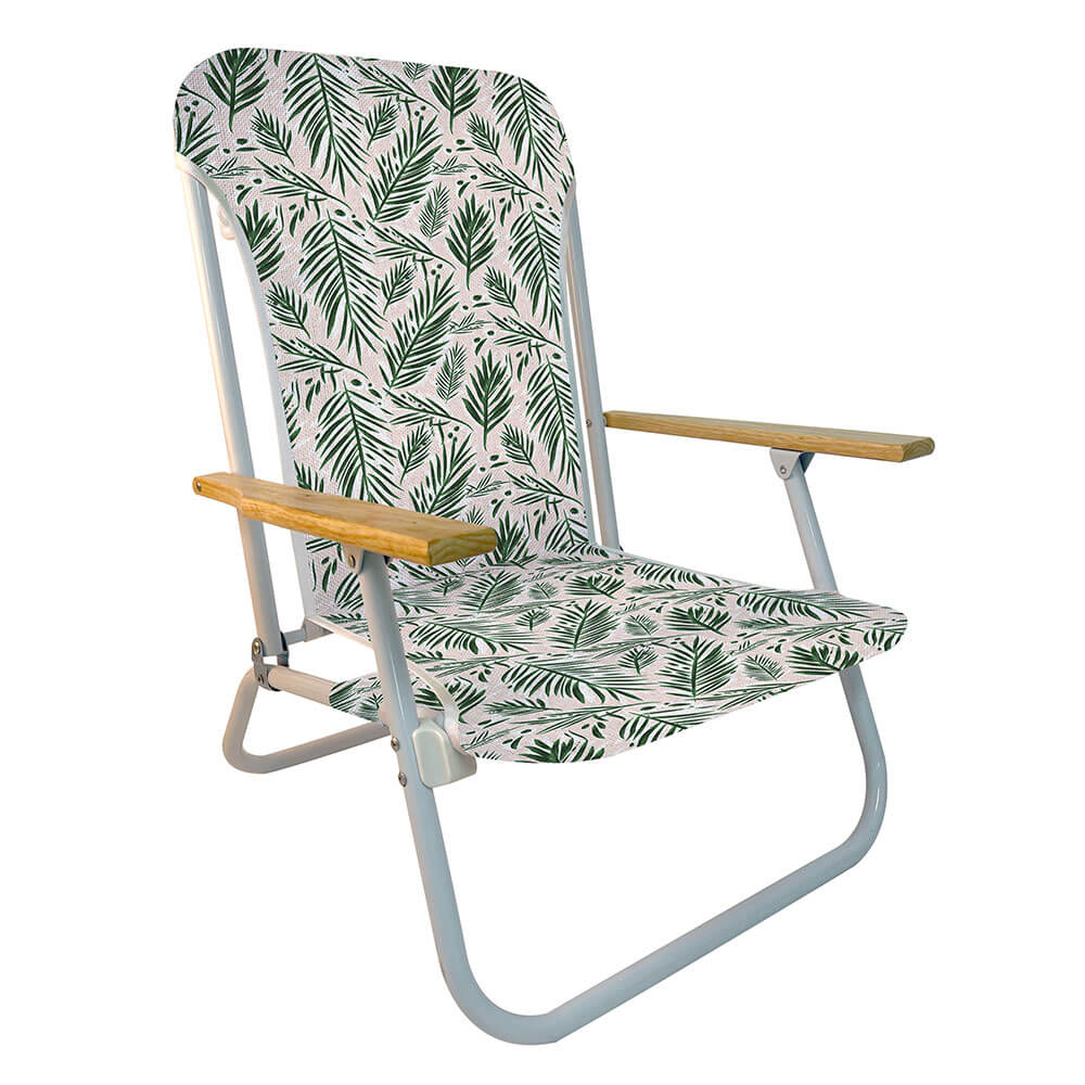 Chaise de plage avec bras en bois (74x68x60cm)