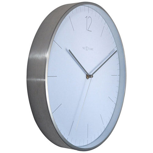 NeXtime Essential Silver Wall Clock 34cm Elegant (White)