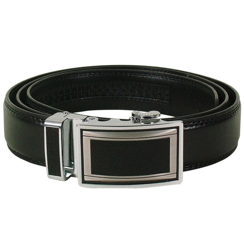 Leather Belt with Silver Leather Buckle (Black)