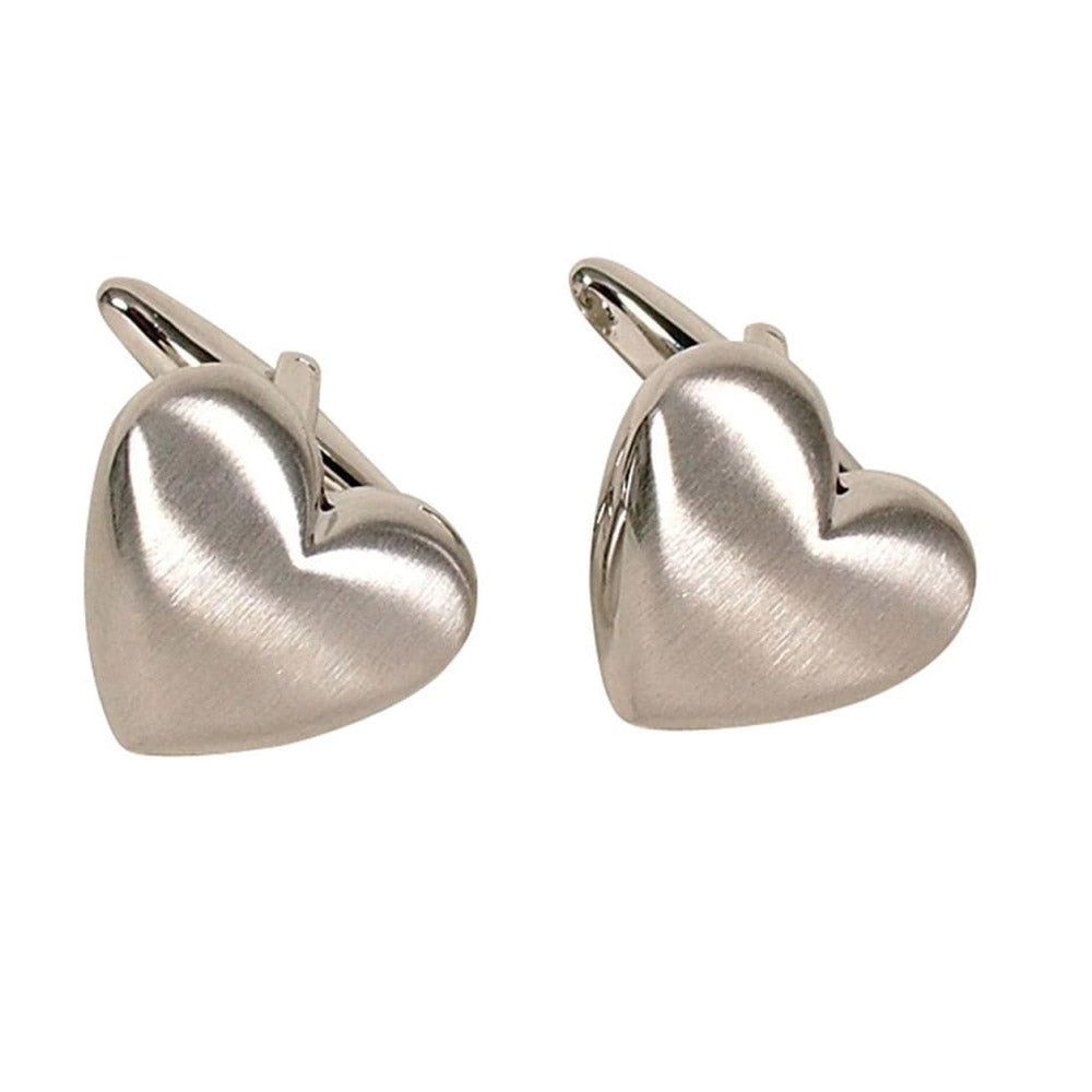 Brushed Finish Heart Button Cufflinks