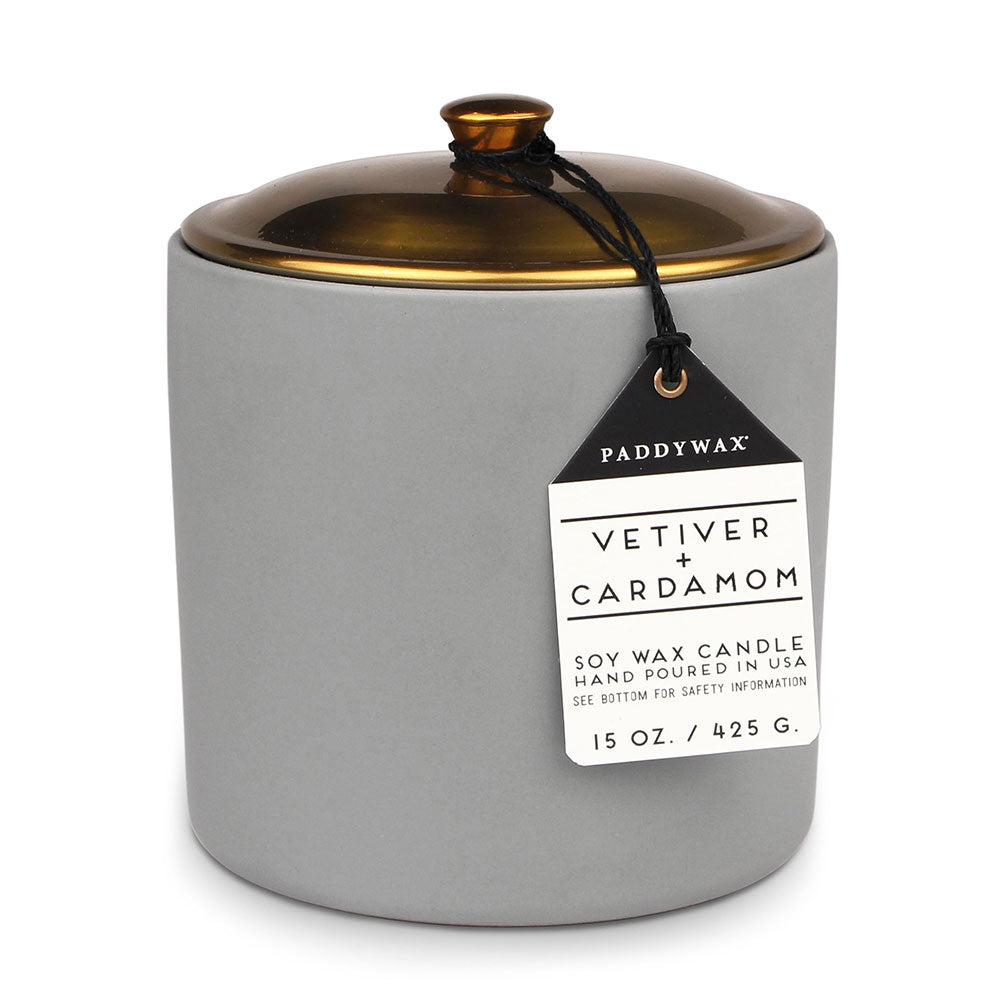 Hygge Vetiver Cardamom Candle in keramiek (grijs)