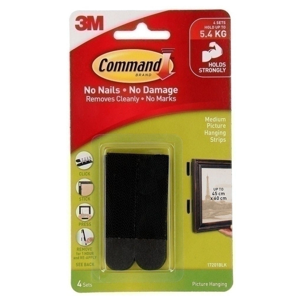 Command Picture Hanging Strips 4pk (zwart)