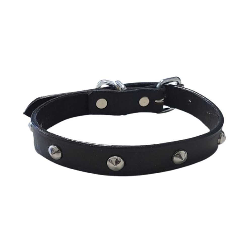 Collar in pelle per borchie (nero)