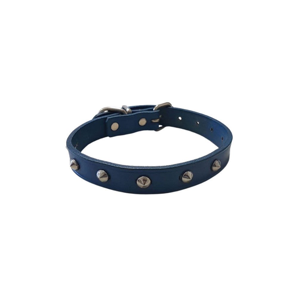 Collar in pelle per borchie (blu)