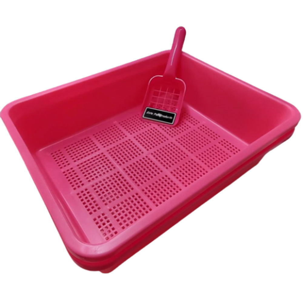 Cat Litter Tray with Sieve (Pink)