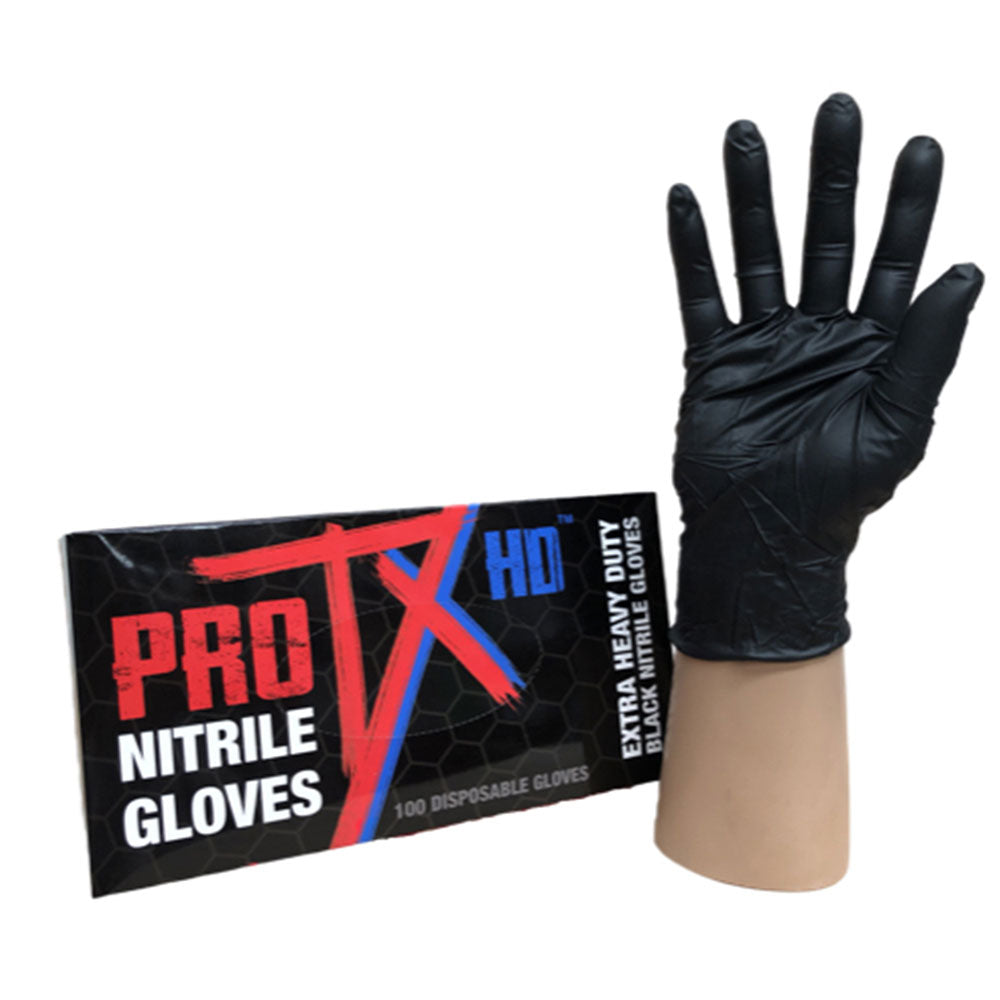 Luvas de nitrila de serviço pesado Pro Tx HD 100pcs (preto)