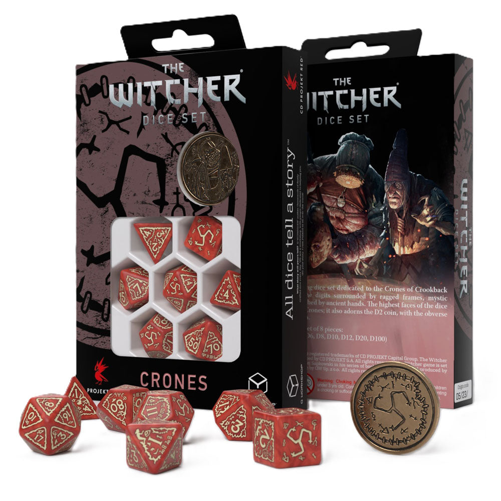 Witcher Crones terninger satte 7pcs med mynt