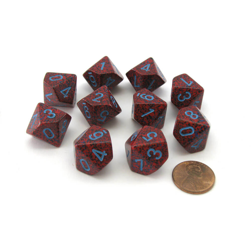 Chessex D10 Polyhedral 10-die flekkete sett