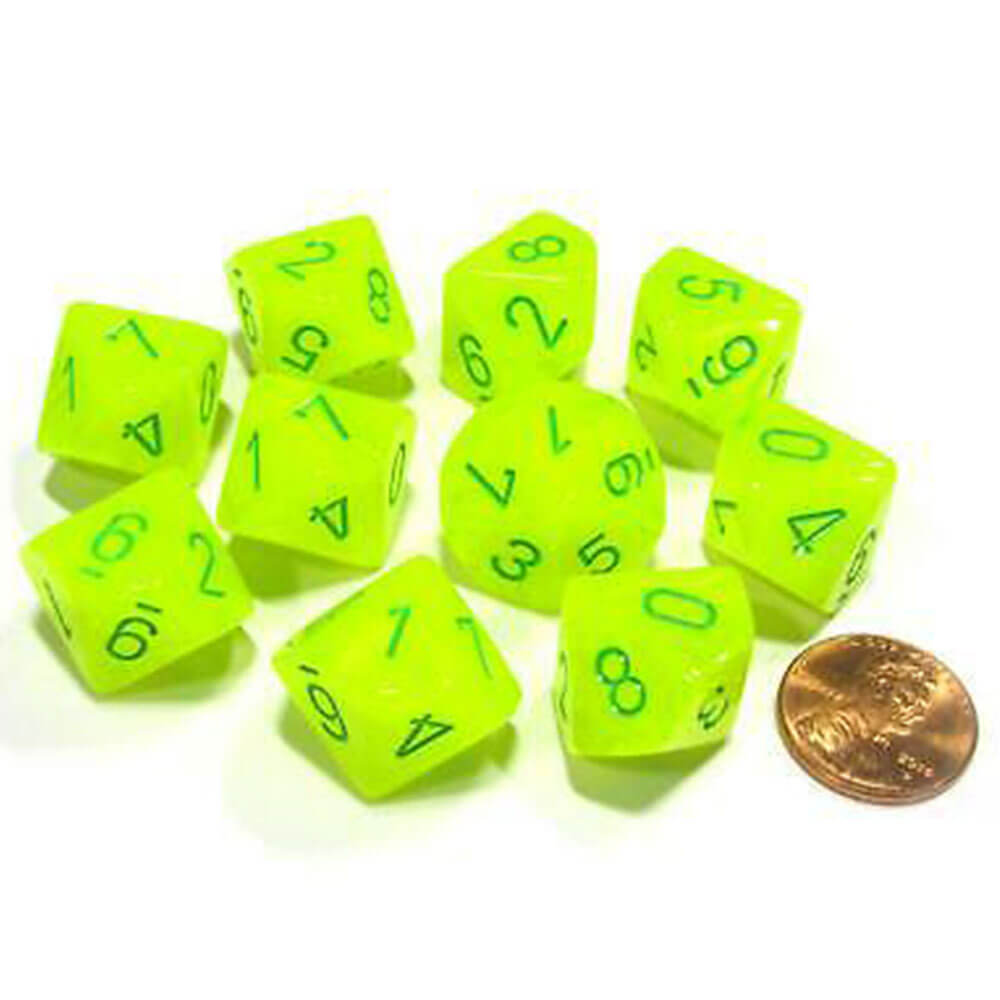 CHESSEX D10 Conjunto de vórtice de 10 moririos poliédricos