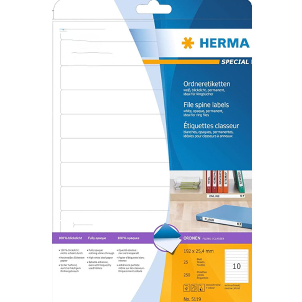 Herma File Spine Etyels A4 25pc (biały)