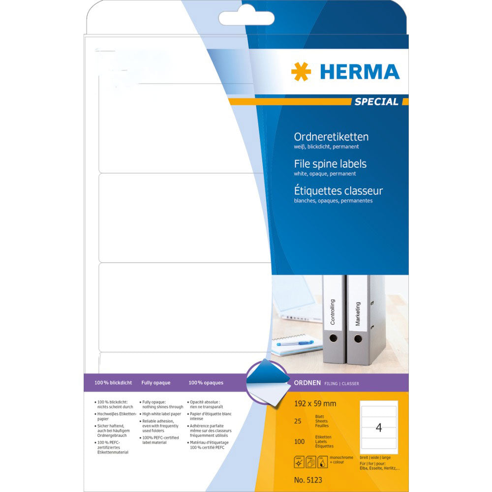 Herma File Spine Labels A4 25pc (White)