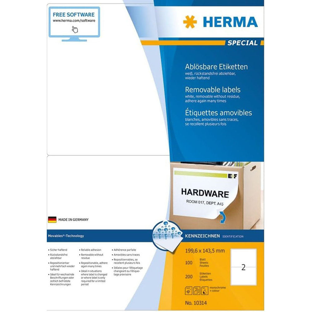 Herma Removable Labels A4 100pc（白）