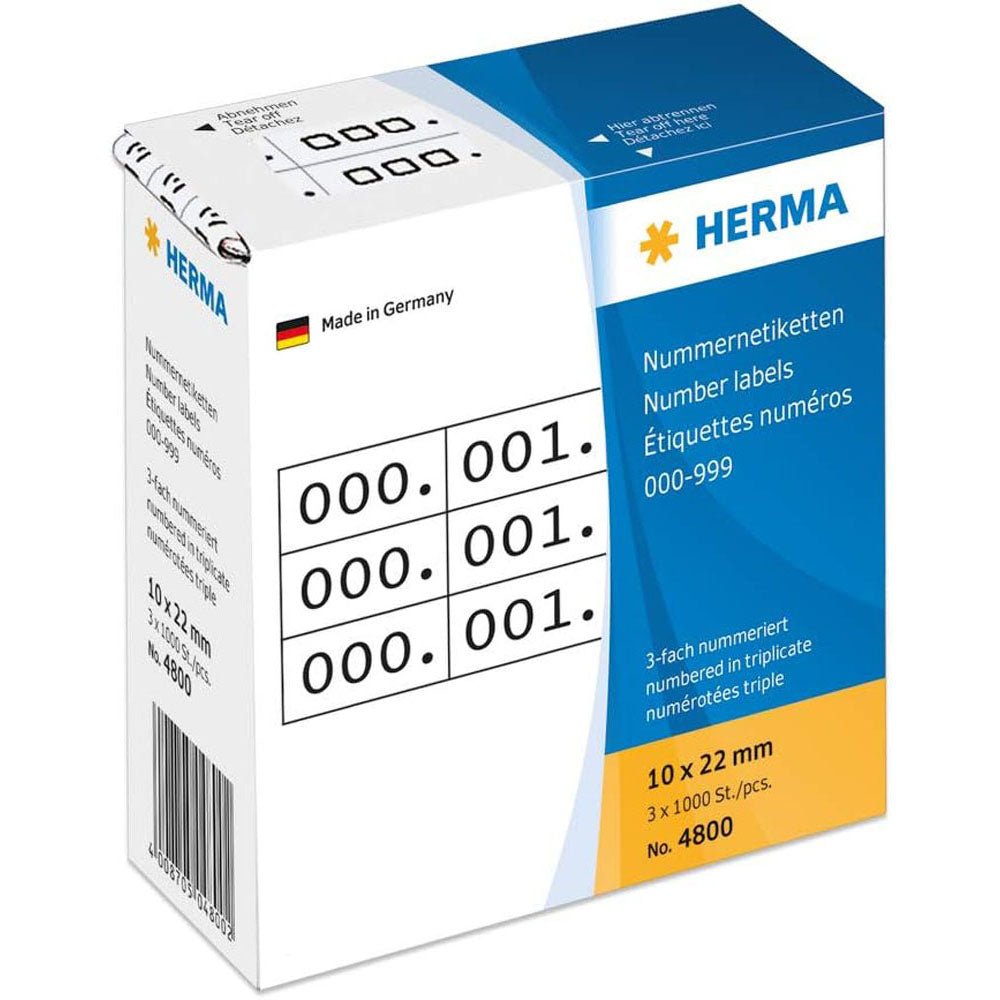 Herma Triplicate Number Etiketter 1000pc (10x22mm)