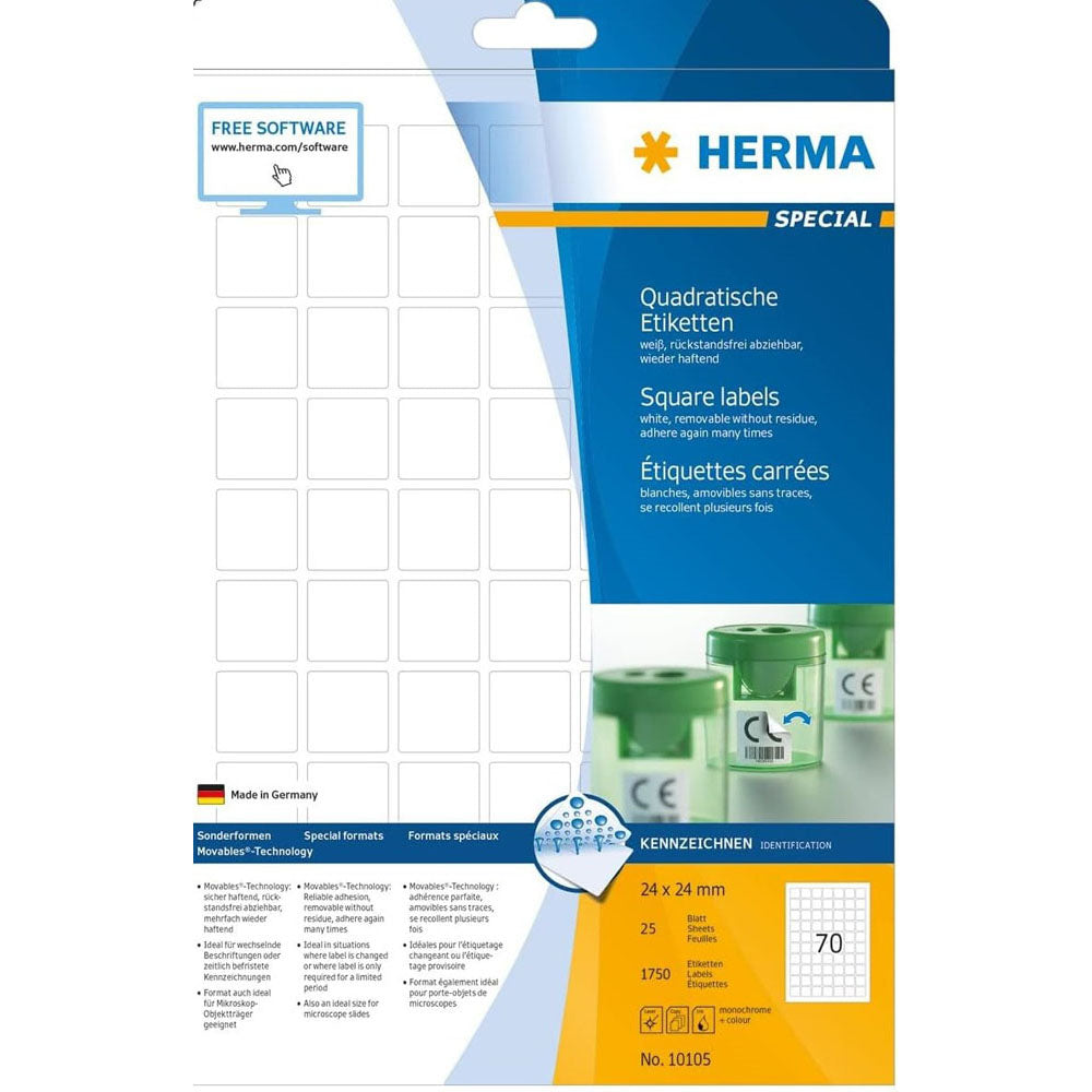 Herma Square Removable Labels 25pc（白）