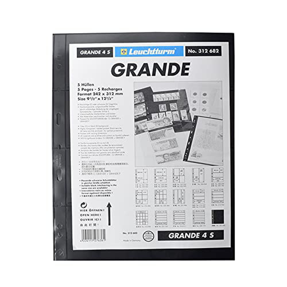 Leuchtturm Grande Plastic Pocket Sheets 5pk (sort)