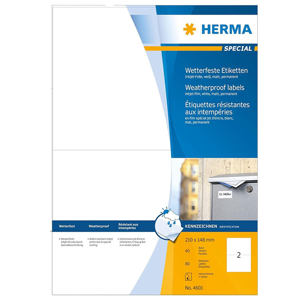 Herma Weatherproof Inkjet Labels A4 40pc