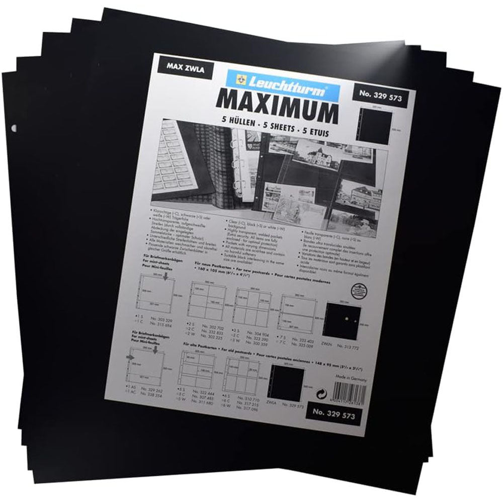 Leuchtturm maximal interleaves 5pk (svart)