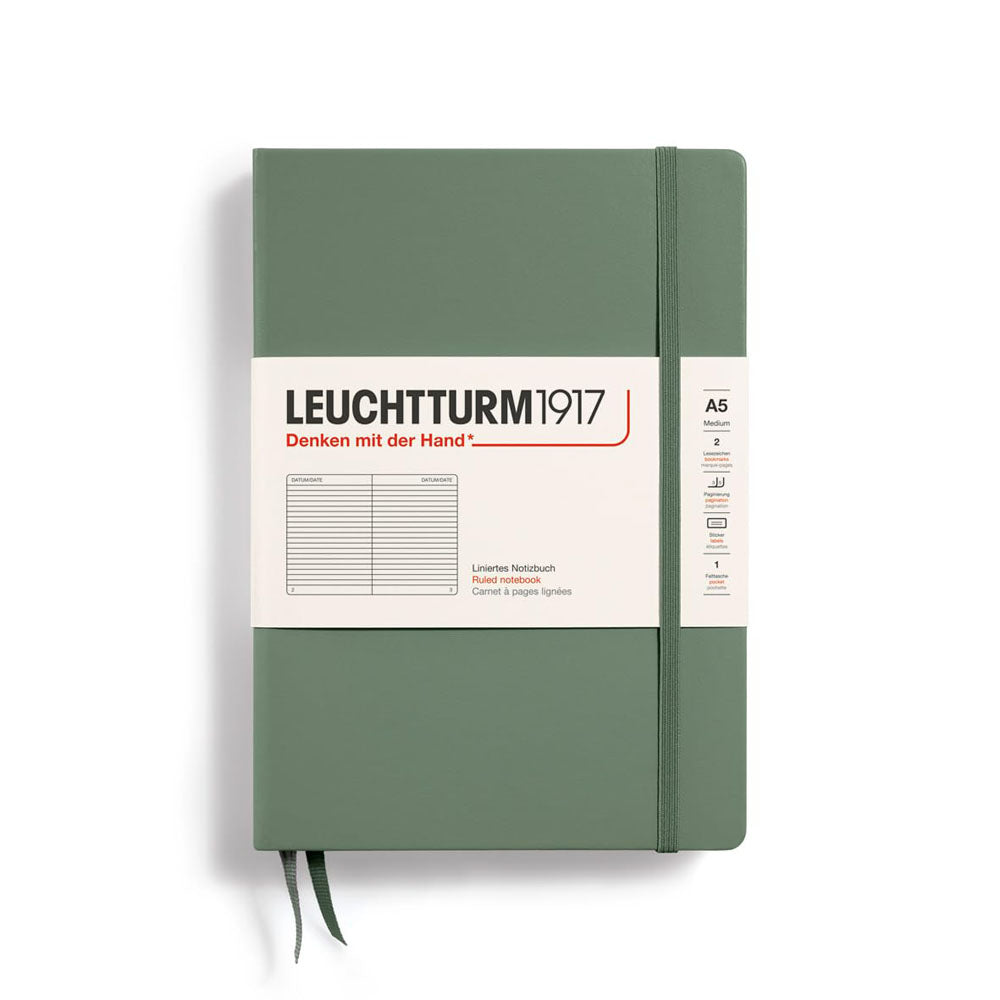 Leuchtturm twarda okładka rządzona notebookiem A5 (zielony)