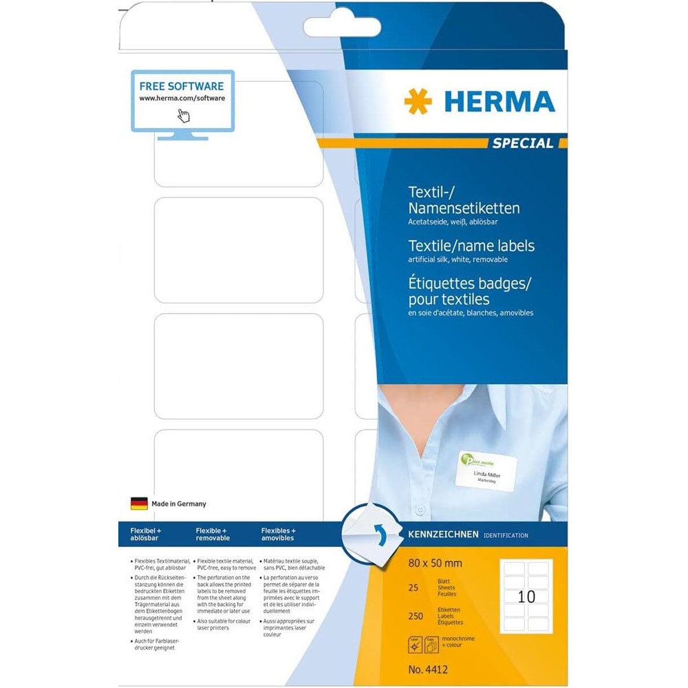 Herma Navn/tekstiletiketter A4 White (80x50mm)