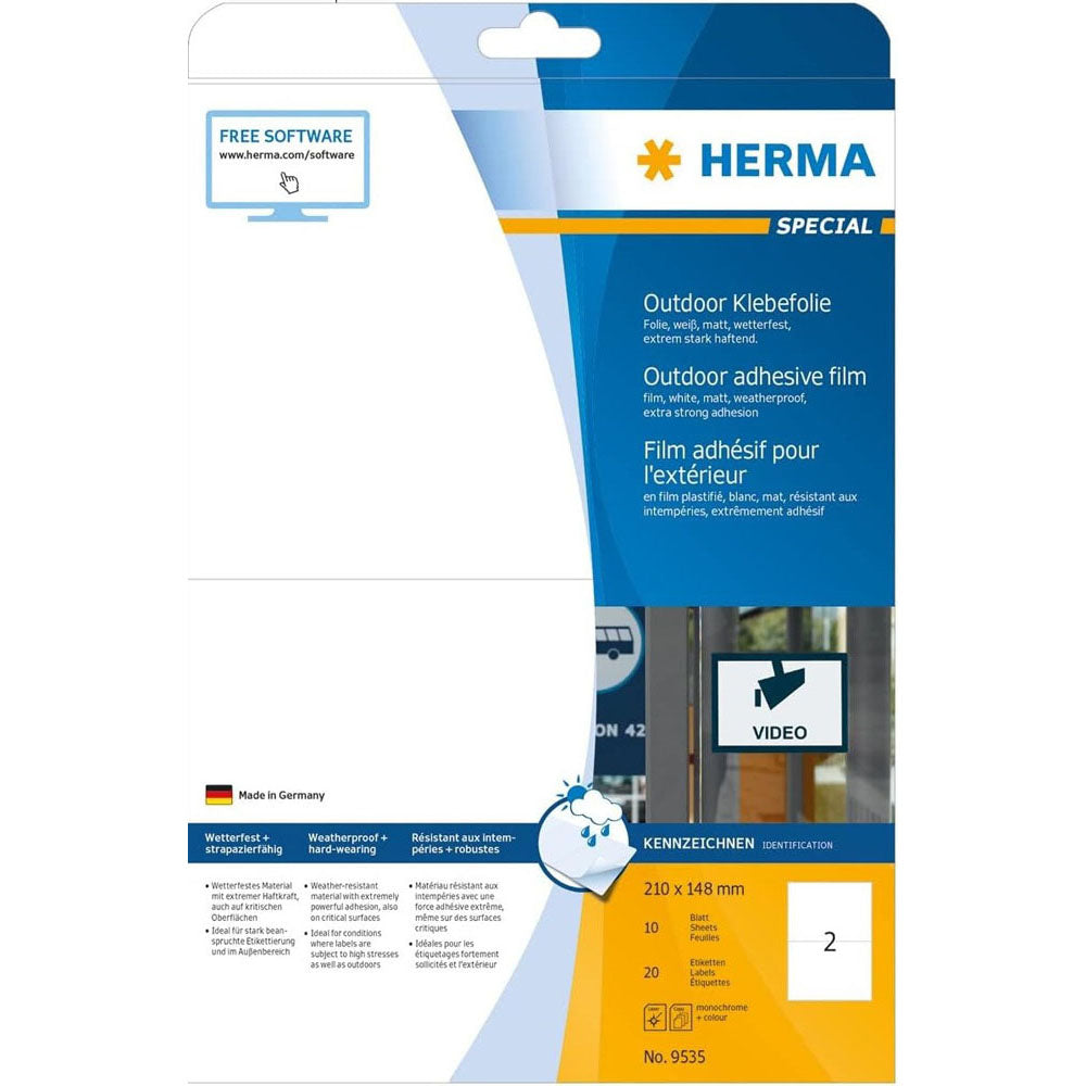 Herma utomhusfilm etiketter A4 10pc (vit)