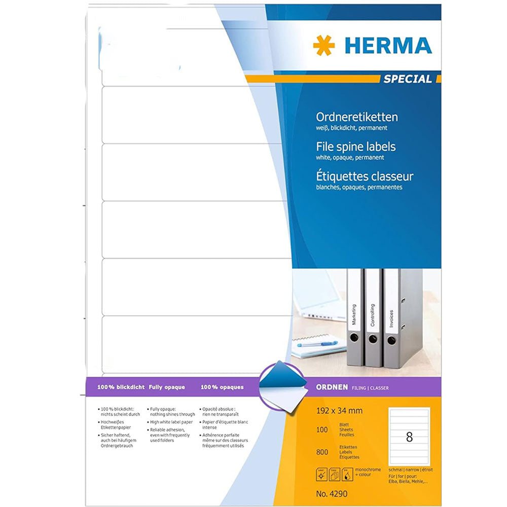 Herma File Spine Opaque Etiketter A4 100 st (vit)