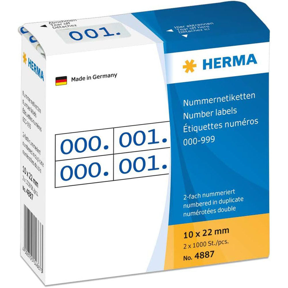 Herma -lim nummeretiketter (10x22mm)