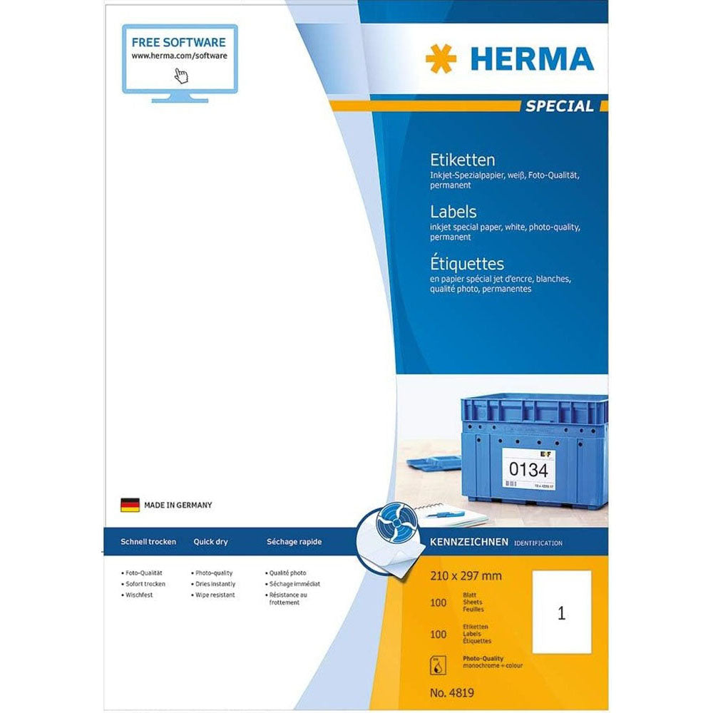 Herma Inkjet etiketter A4 100 st (vit)