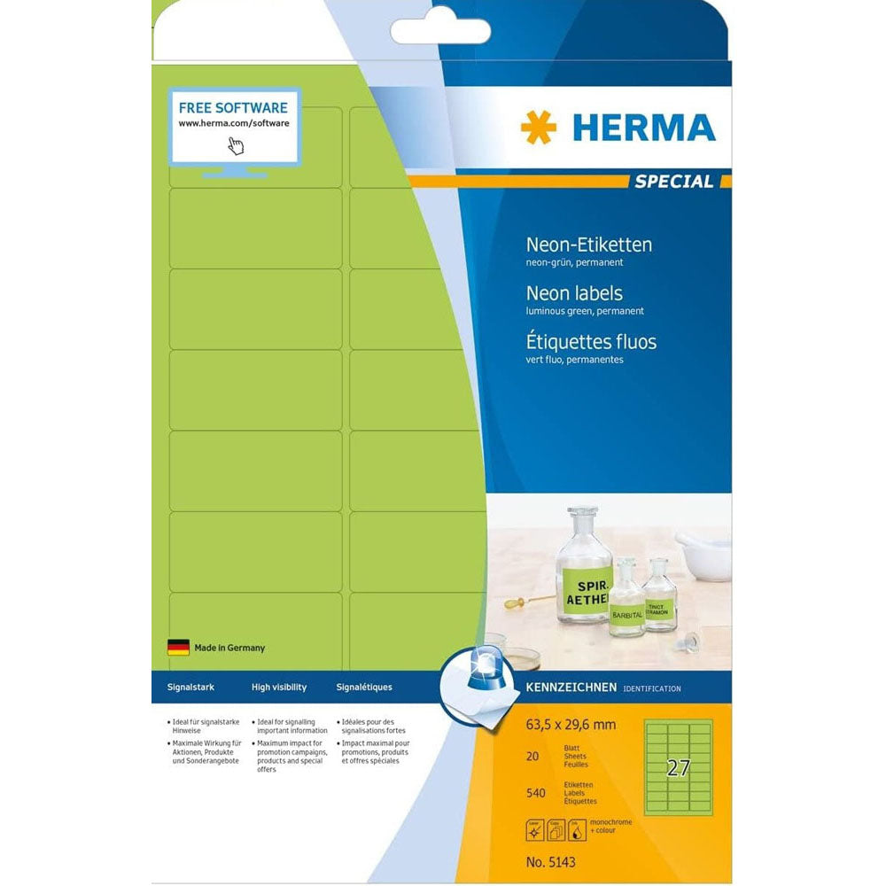 Herma lysende neonmærker A4 20pc (63,5x29,6 mm)