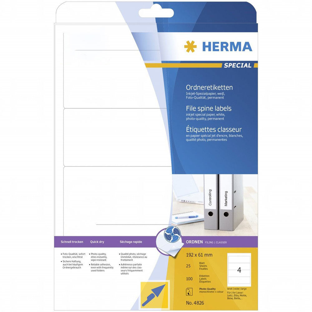 Herma File Spine Inkjet -etiketter A4 25pc (hvid)