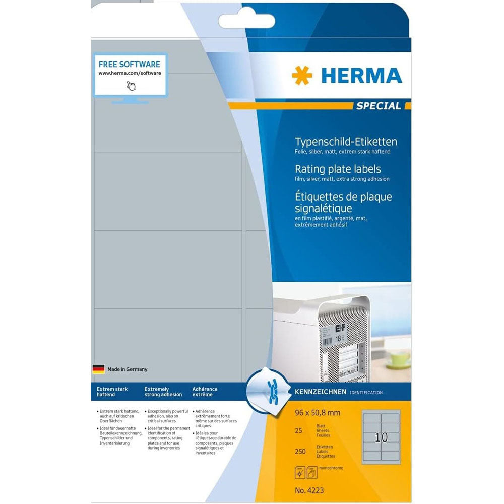 Herma Rating Plate Labels A4 25pc（銀）