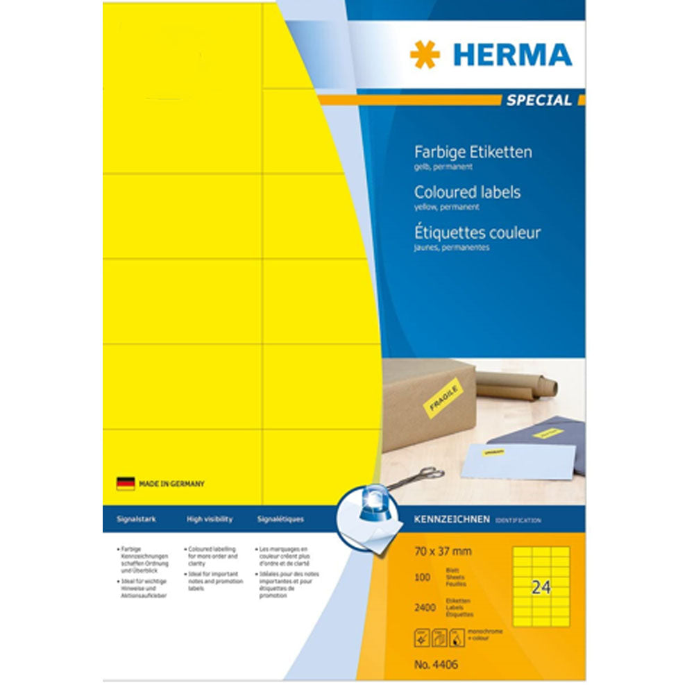 Herma Colored Etiketter A4 100 st (70x37mm)