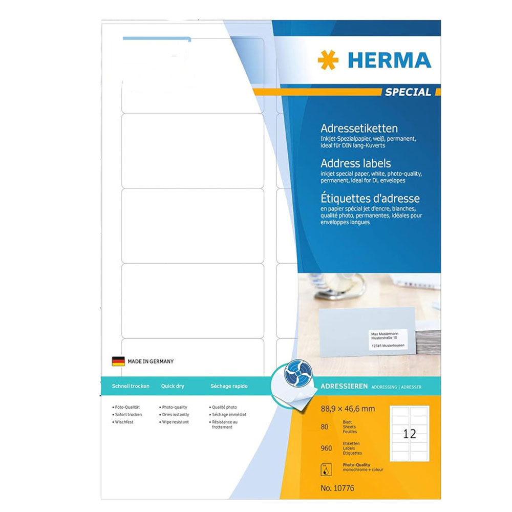 Herma Inkjet Adressetiketter A4 80 st (vit)