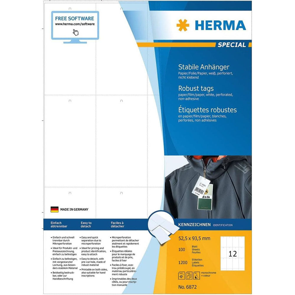 Herma solidne perforowane tagi A4 100PC