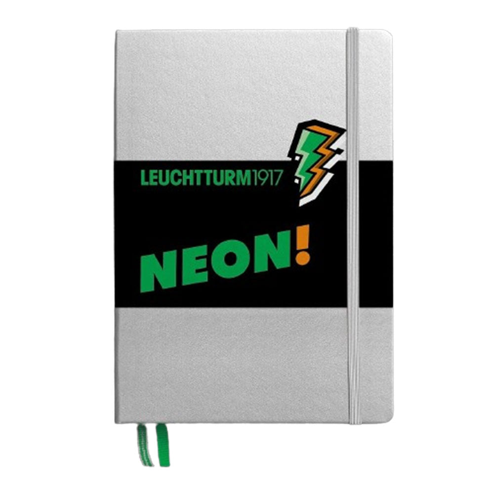 Leuchtturm HC sølv og neon prikket A5 -notebook