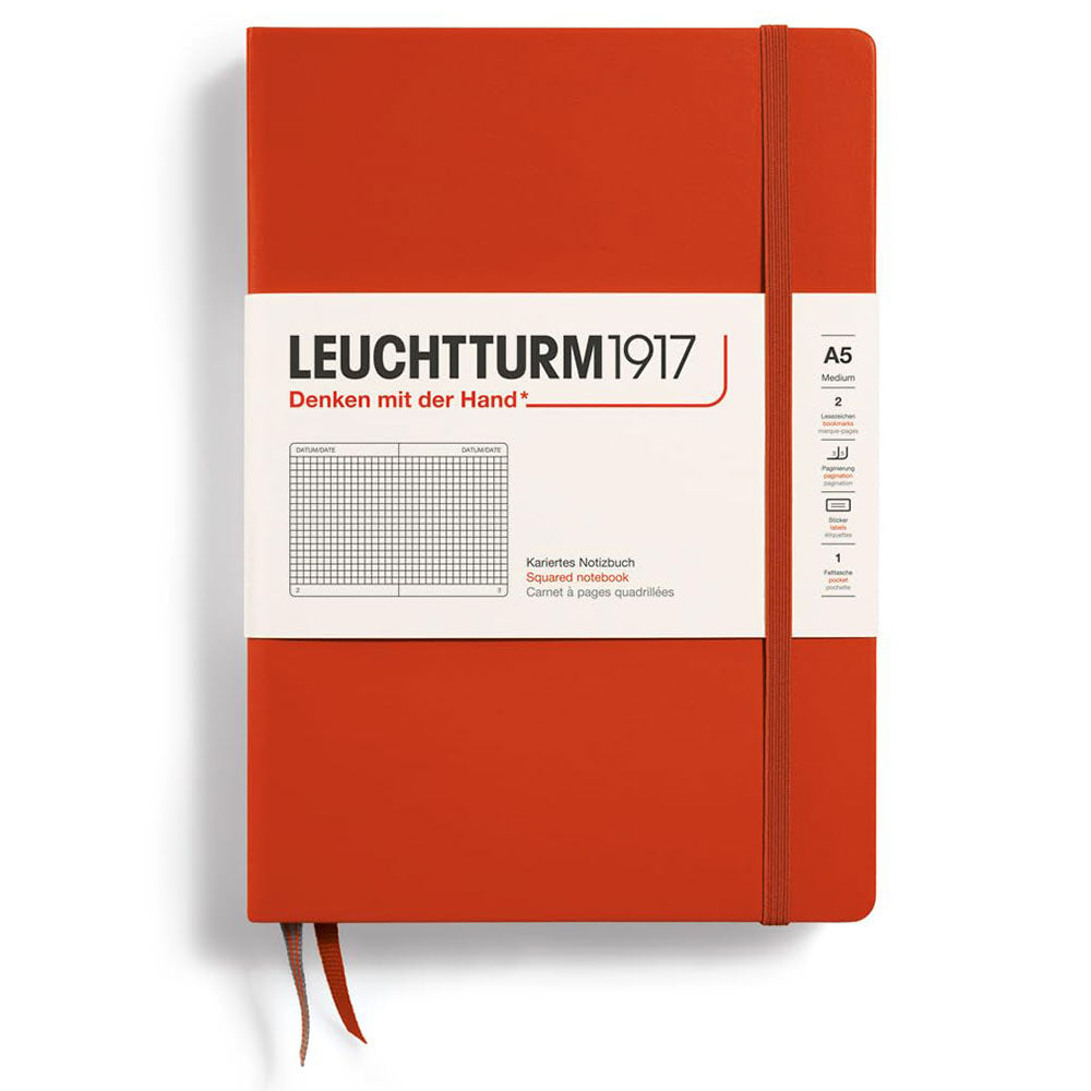 Leuchtturm Hardcover Squared Notebook A5 (röd)