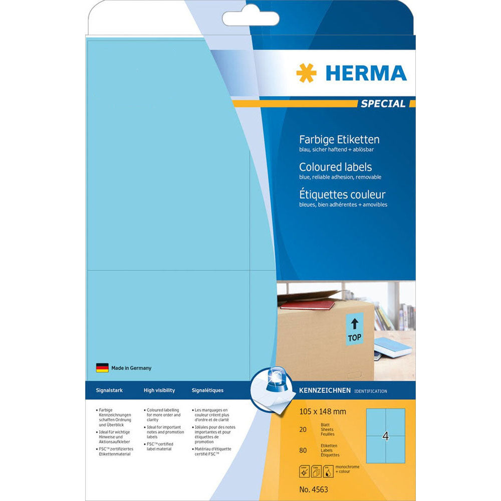 Herma Removable Colored Labels A4 20pc（105x148mm）