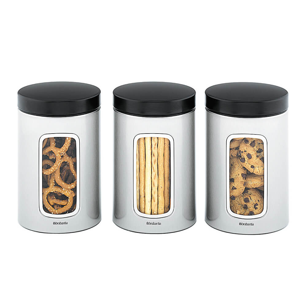 STORAGE CANISTER W / Window Set de 3 (1,4L)