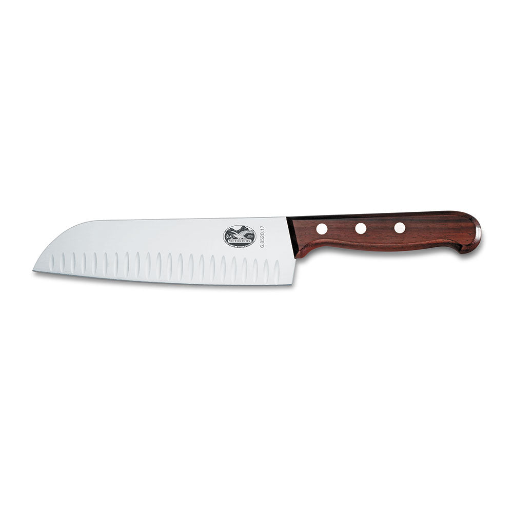 Riflet bredt blad Santoku kniv 17 cm