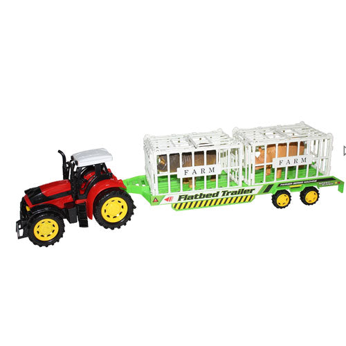 Friction Powered Tractor with Flatbed Trailer