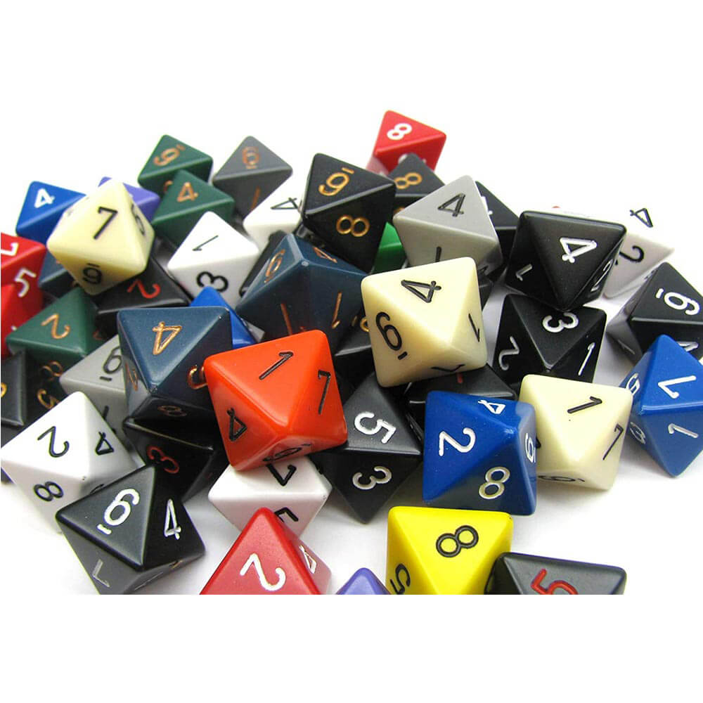 D8 DICE BORDED LOOK POLYHEDRAL (50 DICE)