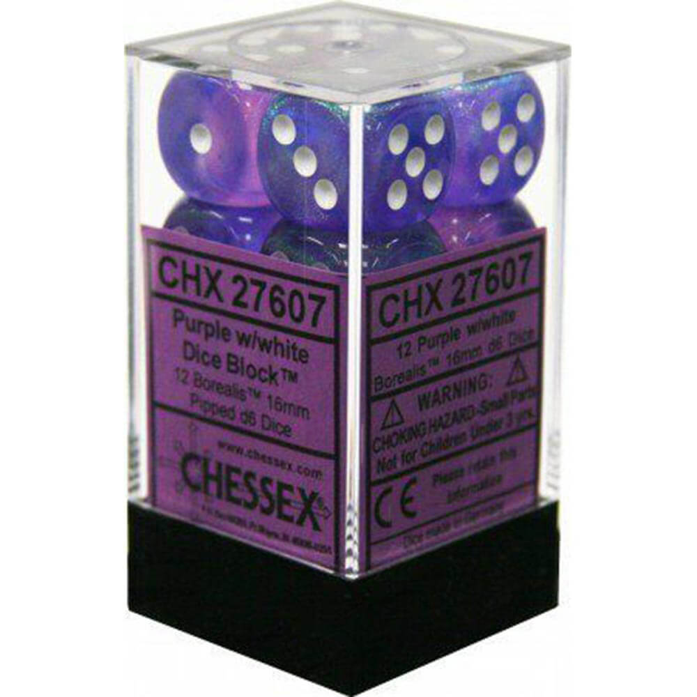 D6 DICE BOREALIS 16MM (12 DICE)