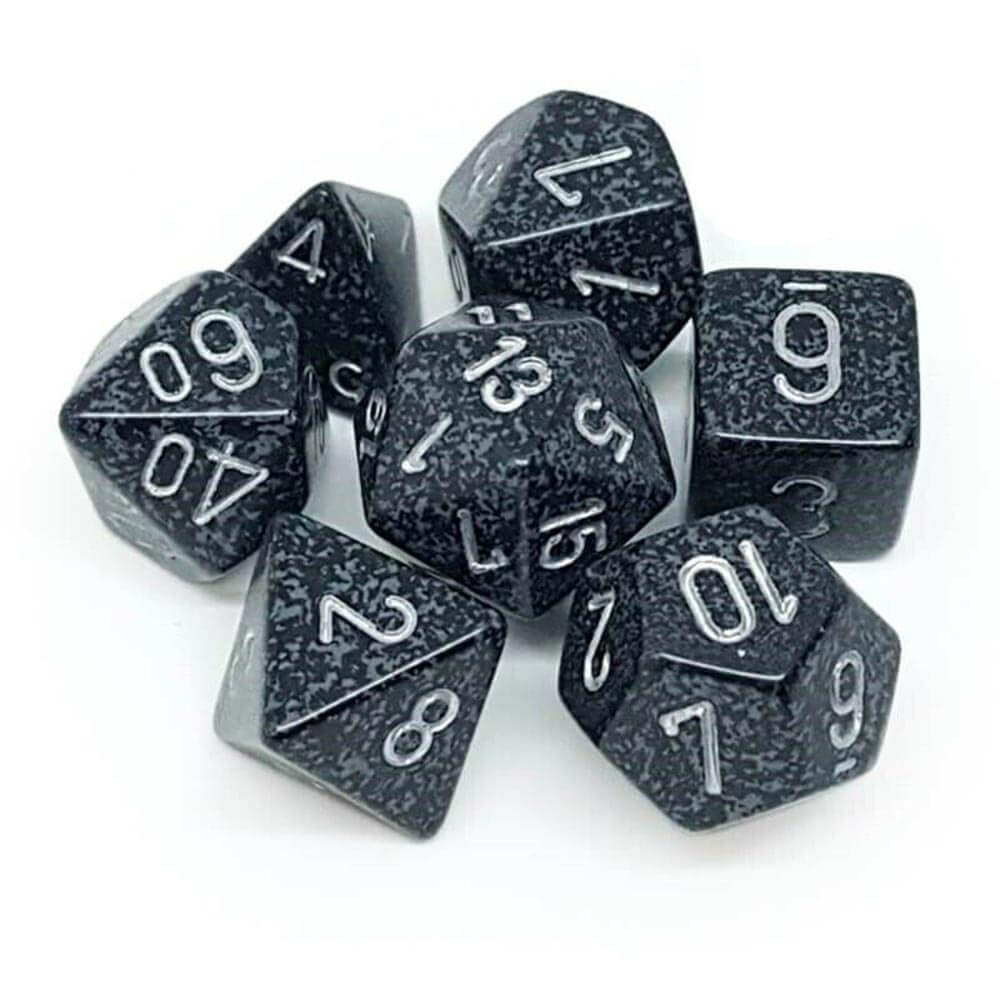 D7 Die set dobbelstenen gespikkeld poly (7 dobbelstenen)