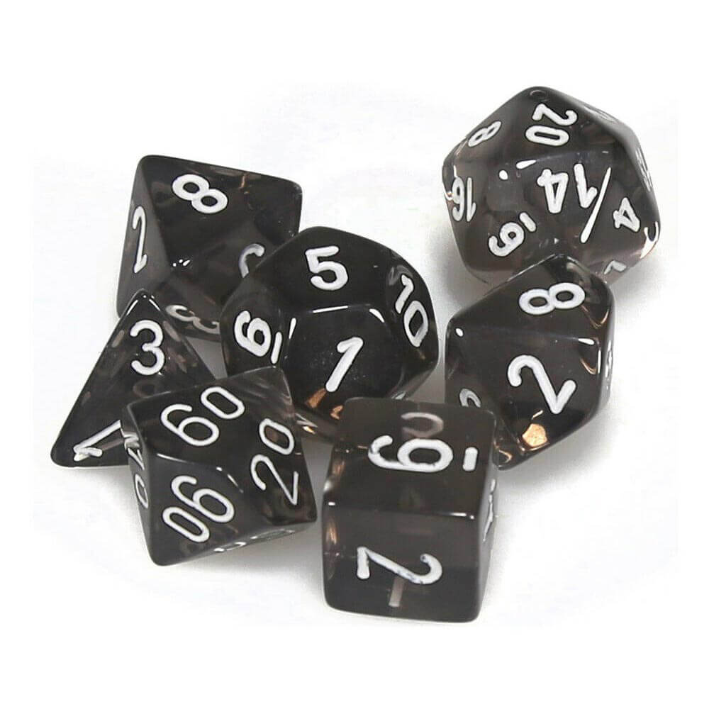 D7 Die set dobbelstenen doorzichtig poly (7 dobbelstenen)