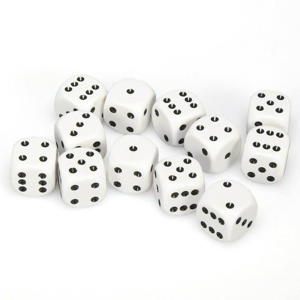 D6 DICE OPAQUE 16mm (12 tärningar)