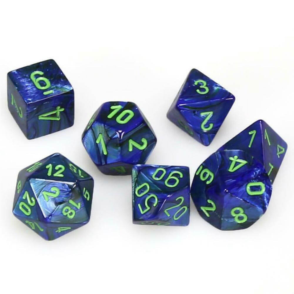 D7 Die set dobbelstenen glanzende poly (7 dobbelstenen)