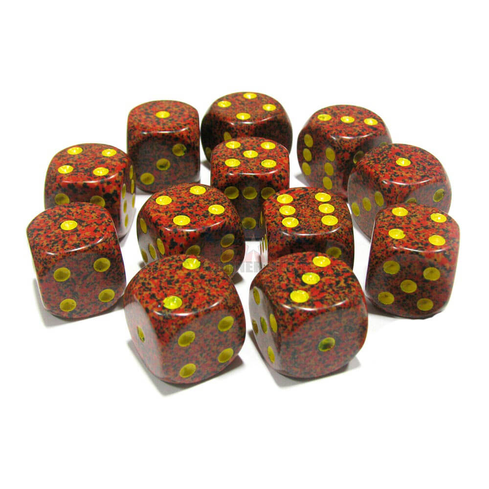 D6 DICE SPECKLADED 16mm (12 dados)