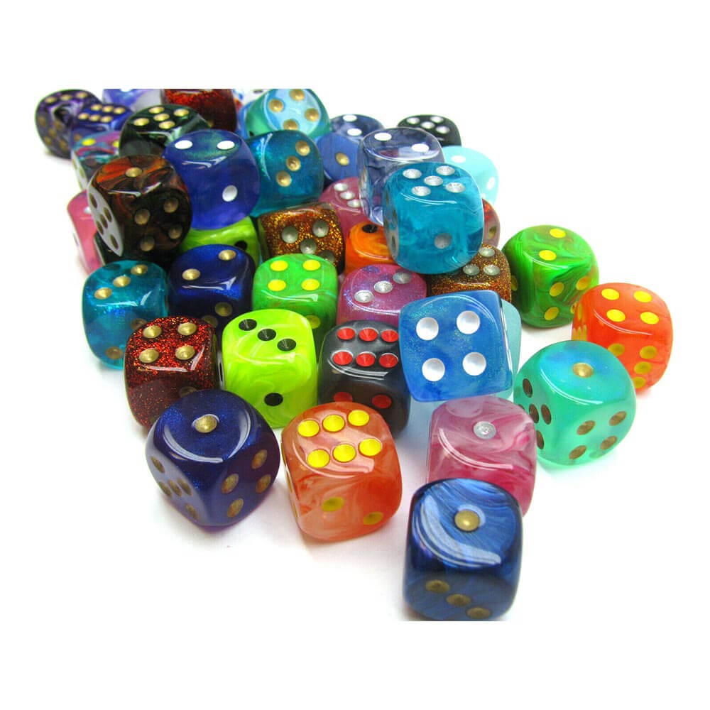 D6 Dice assorti 16 mm (50 dés)