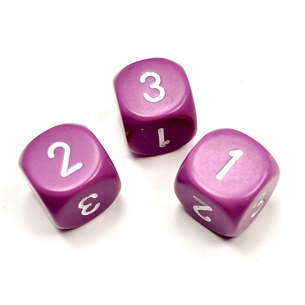 Chessex D3 ugjennomsiktig terninger 16mm (D6 w/ 1-3 to ganger)