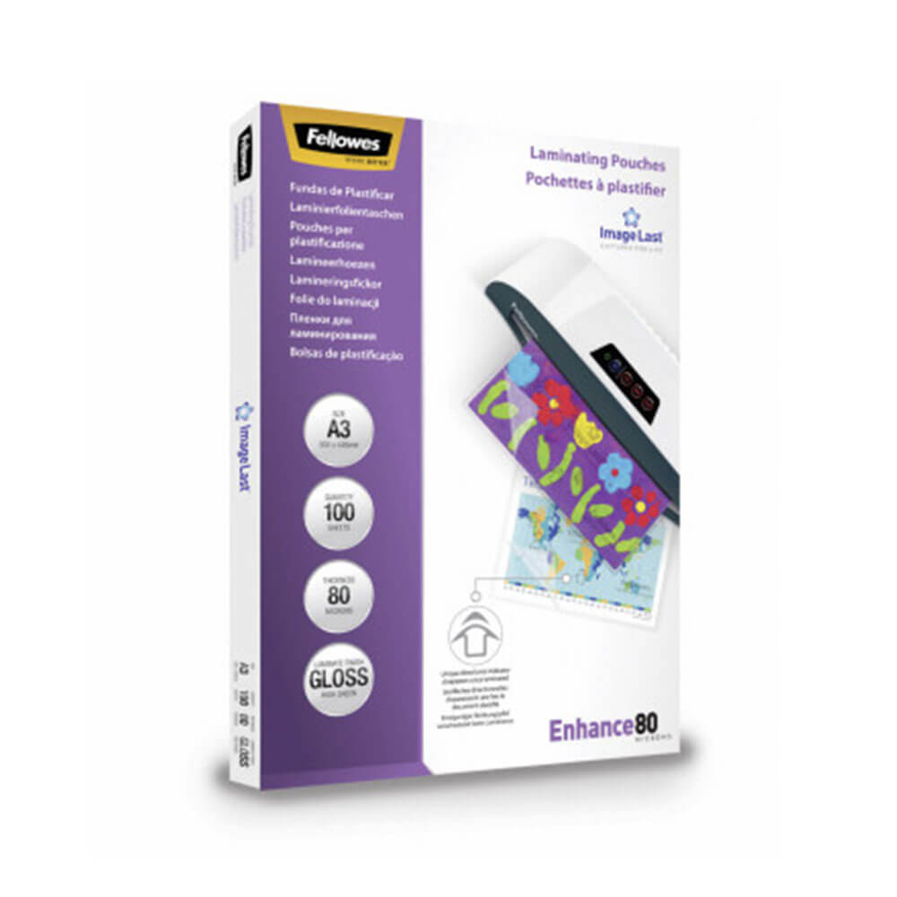 Fellowes laminerende zakjes 80 micron glans 100 pk